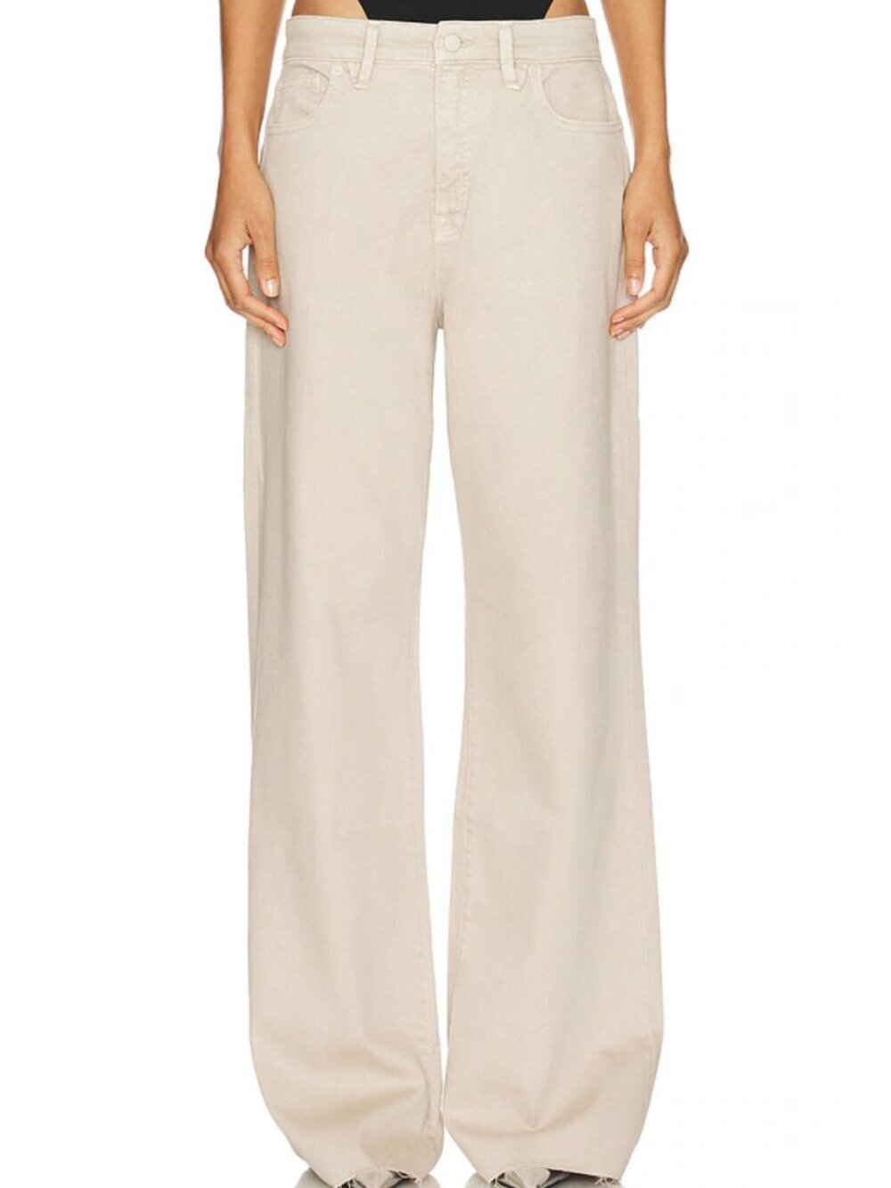 🌟 GOOD AMERICAN 🌟 GOOD EASE RELAXED WIDE LEG STRETCH JEANS SAND SZ 26
